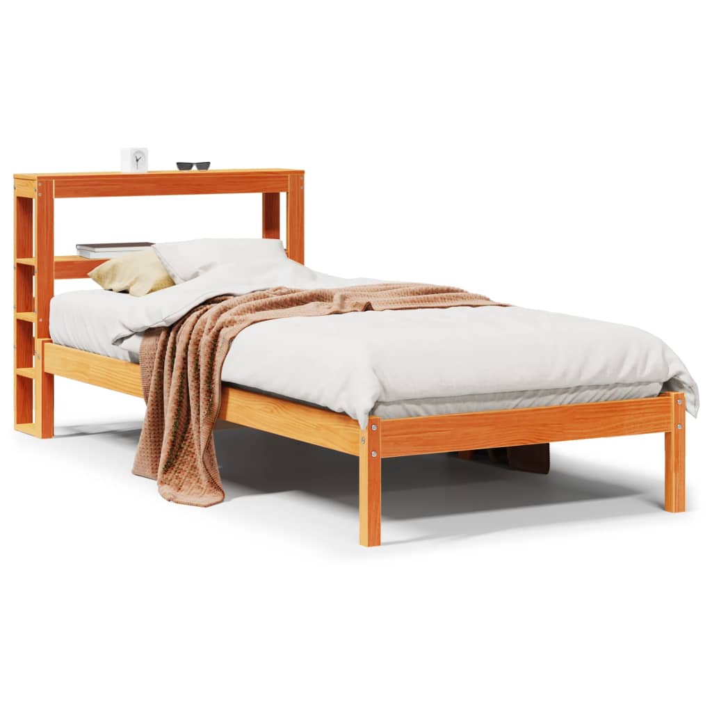 Bedframe met hoofdbord massief grenenhout wasbruin 75x190 cm is nu te koop bij PeponiXL, paradijselijk wonen!