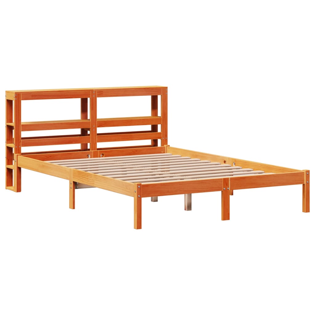 Bedframe met hoofdbord massief grenenhout wasbruin 120x190 cm is nu te koop bij PeponiXL, paradijselijk wonen!