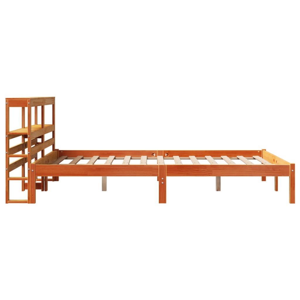 Bedframe met hoofdbord massief grenenhout wasbruin 120x190 cm is nu te koop bij PeponiXL, paradijselijk wonen!