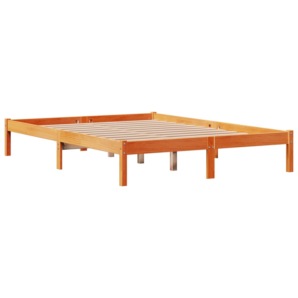 Bedframe met hoofdbord massief grenenhout wasbruin 120x190 cm is nu te koop bij PeponiXL, paradijselijk wonen!