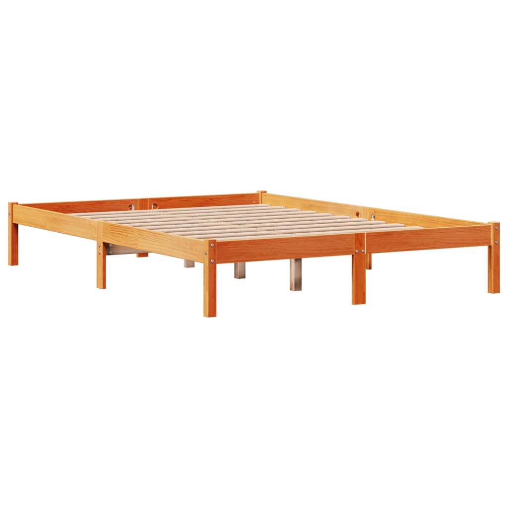 Bedframe met hoofdbord massief grenenhout wasbruin 140x190 cm is nu te koop bij PeponiXL, paradijselijk wonen!
