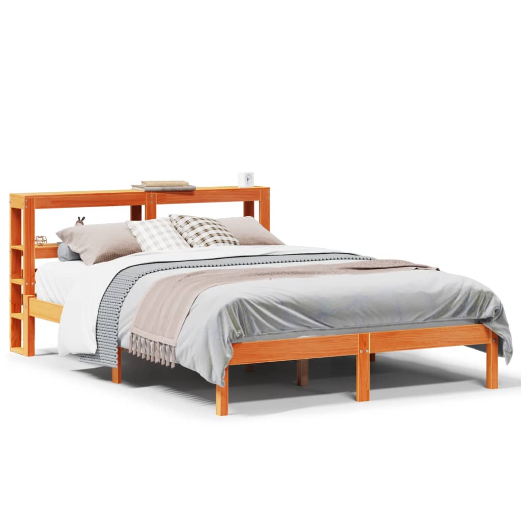 Bedframe met hoofdbord massief grenenhout wasbruin 120x200 cm is nu te koop bij PeponiXL, paradijselijk wonen!