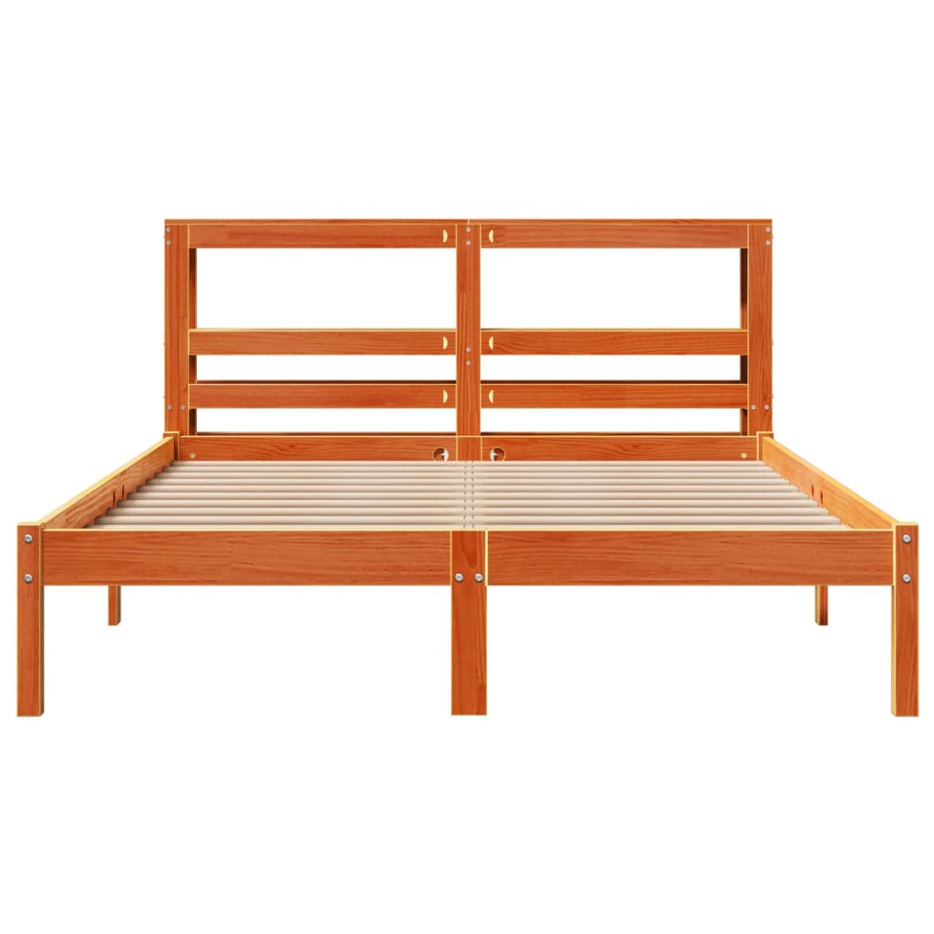 Bedframe met hoofdbord grenenhout wasbruin 140x200 cm is nu te koop bij PeponiXL, paradijselijk wonen!