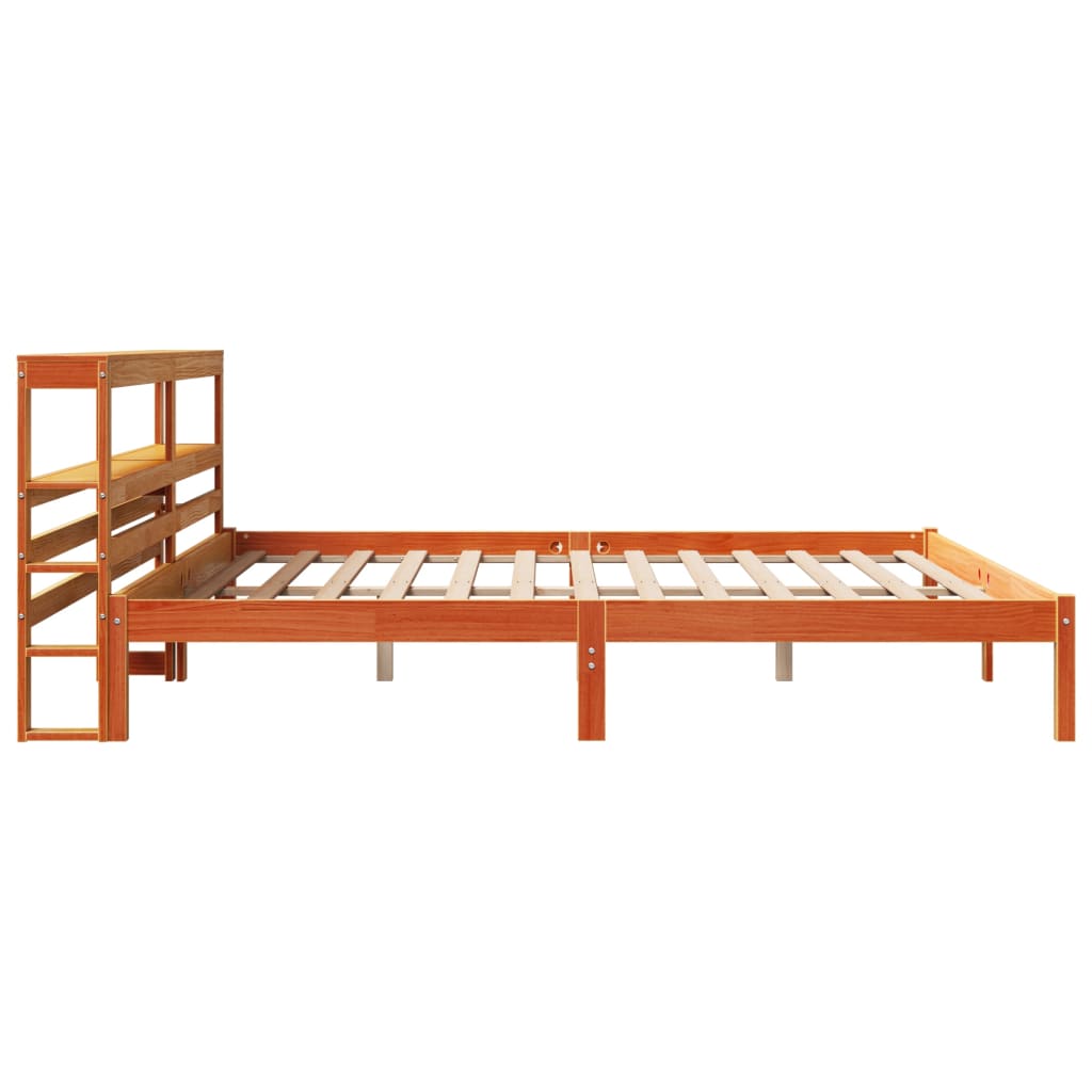 Bedframe met hoofdbord massief grenenhout wasbruin 200x200 cm is nu te koop bij PeponiXL, paradijselijk wonen!
