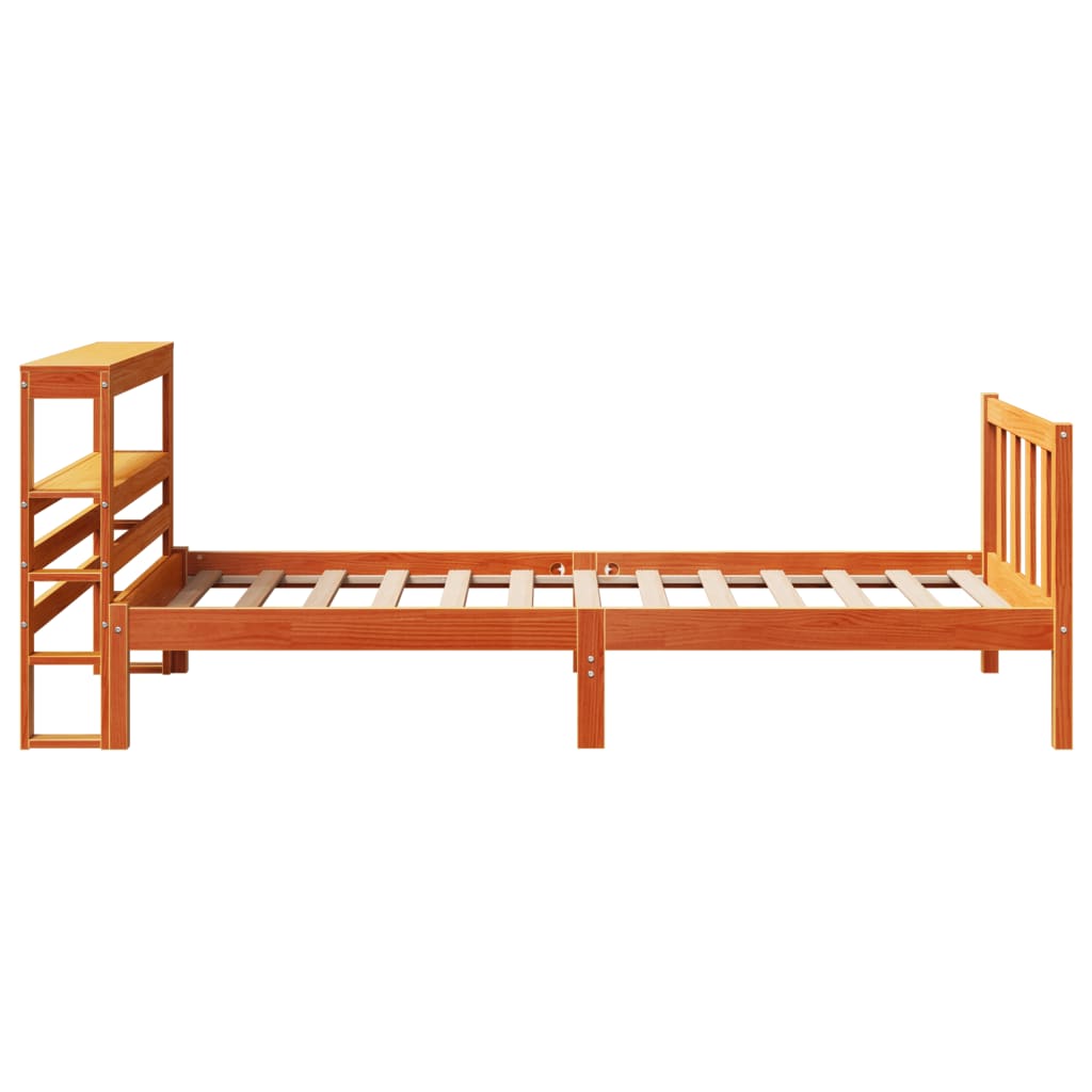 Bedframe met hoofdbord massief grenenhout wasbruin 100x200 cm is nu te koop bij PeponiXL, paradijselijk wonen!