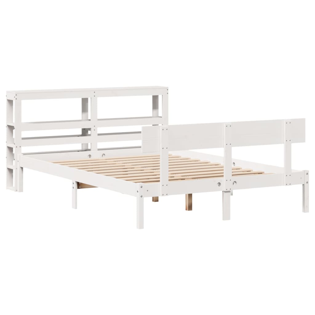 Bedframe zonder matras massief grenenhout wit 135x190 cm