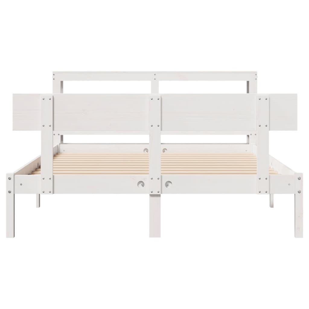 Bedframe zonder matras massief grenenhout wit 135x190 cm