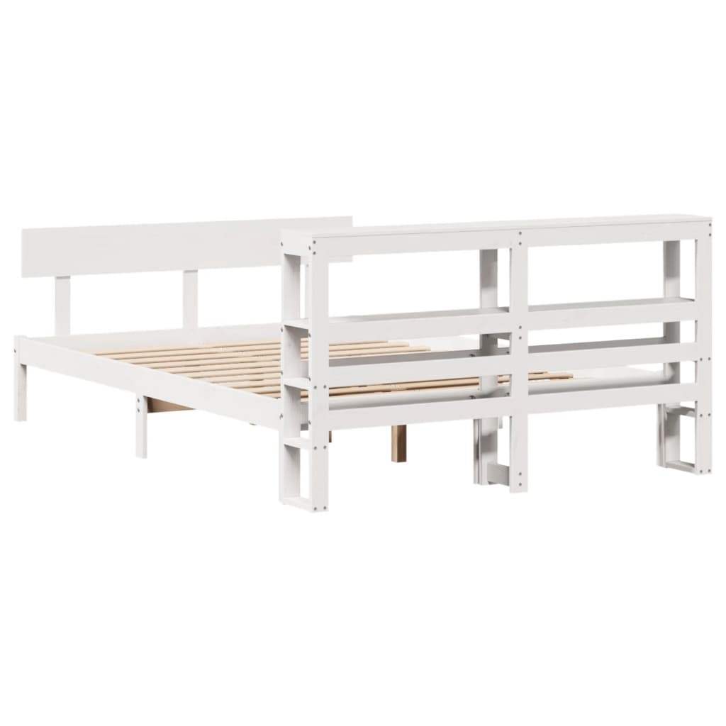 Bedframe zonder matras massief grenenhout wit 135x190 cm