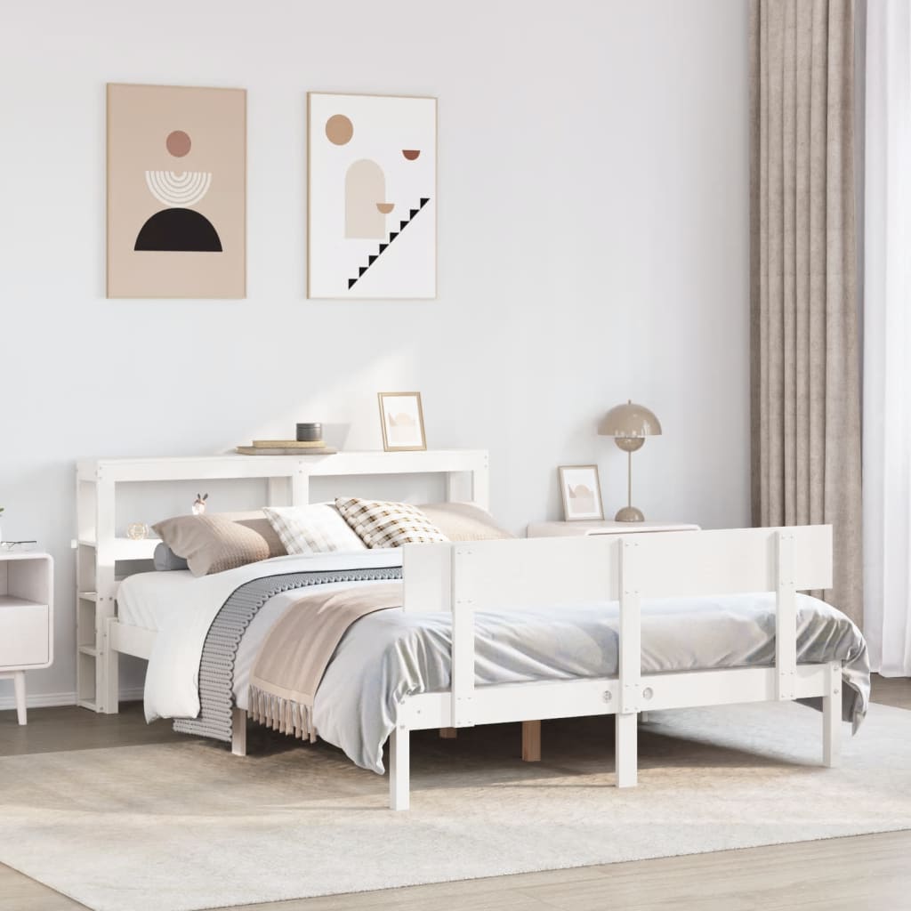 Bedframe zonder matras massief grenenhout wit 140x190 cm is nu te koop bij PeponiXL, paradijselijk wonen!