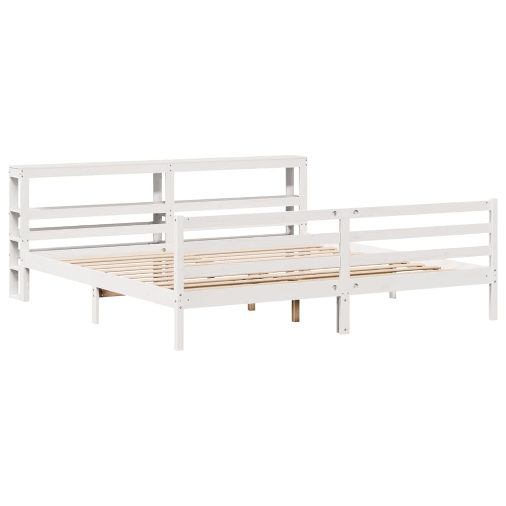 Bedframe zonder matras massief grenenhout wit 200x200 cm is nu te koop bij PeponiXL, paradijselijk wonen!