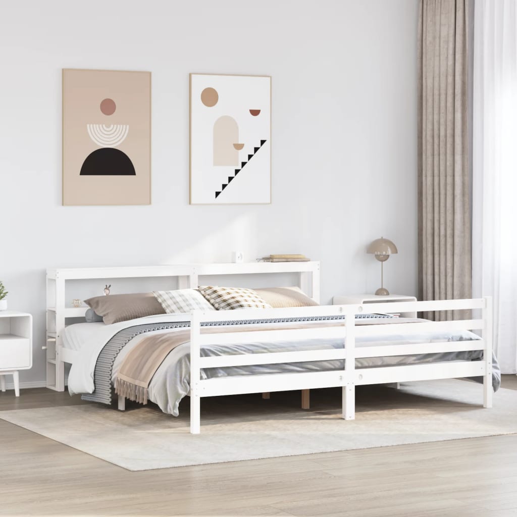 Bedframe zonder matras massief grenenhout wit 200x200 cm is nu te koop bij PeponiXL, paradijselijk wonen!