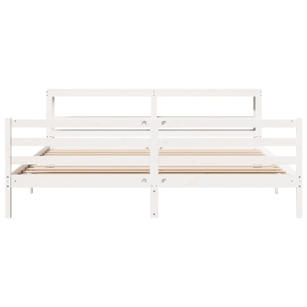 Bedframe zonder matras massief grenenhout wit 200x200 cm is nu te koop bij PeponiXL, paradijselijk wonen!