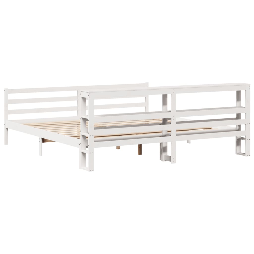 Bedframe zonder matras massief grenenhout wit 200x200 cm is nu te koop bij PeponiXL, paradijselijk wonen!