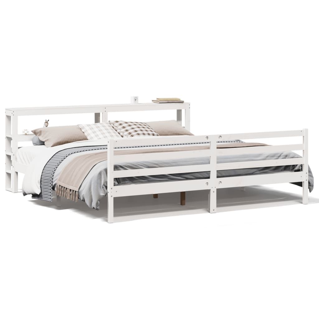 Bedframe zonder matras massief grenenhout wit 200x200 cm is nu te koop bij PeponiXL, paradijselijk wonen!