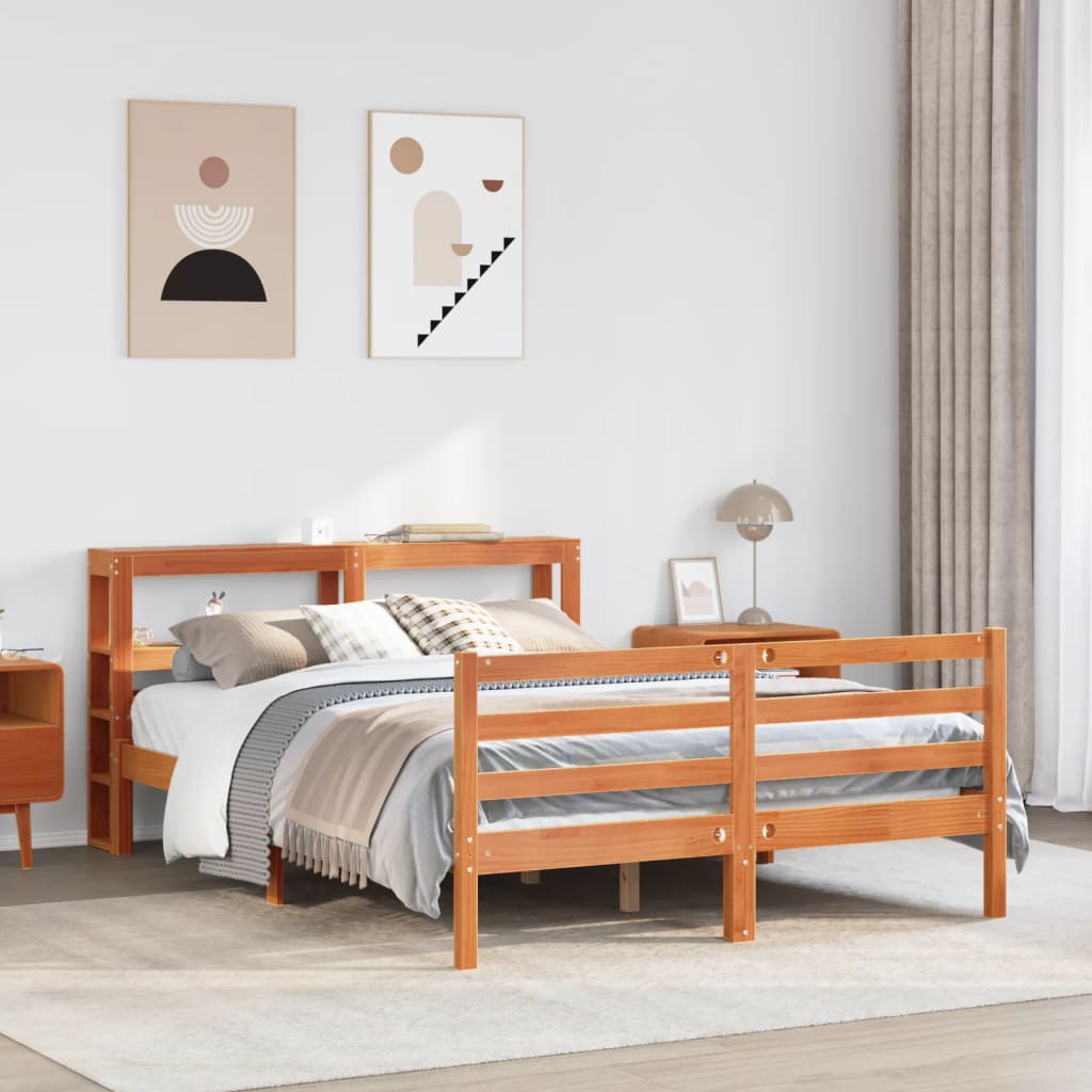 Bedframe zonder matras massief grenenhout wasbruin 150x200 cm is nu te koop bij PeponiXL, paradijselijk wonen!