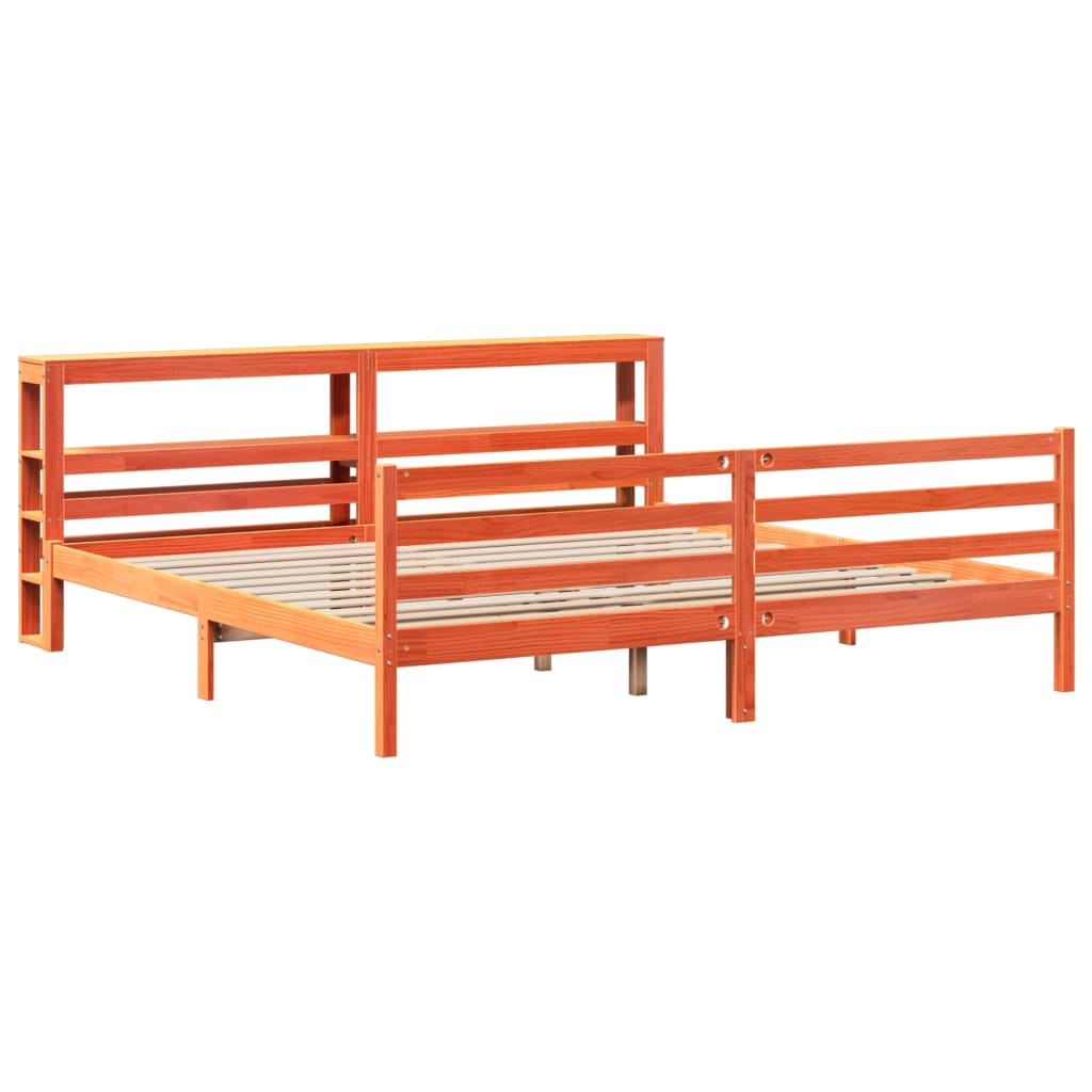 Bedframe zonder matras massief grenenhout wasbruin 200x200 cm is nu te koop bij PeponiXL, paradijselijk wonen!