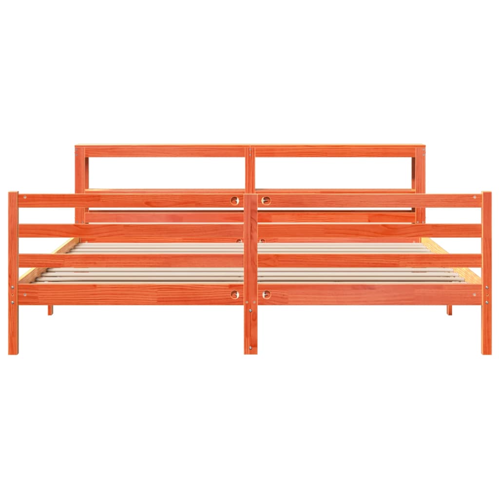 Bedframe zonder matras massief grenenhout wasbruin 200x200 cm is nu te koop bij PeponiXL, paradijselijk wonen!