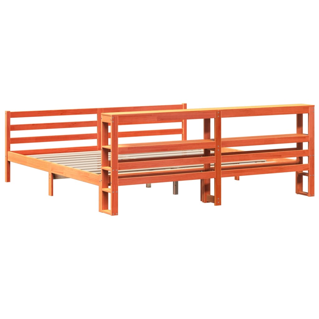 Bedframe zonder matras massief grenenhout wasbruin 200x200 cm is nu te koop bij PeponiXL, paradijselijk wonen!