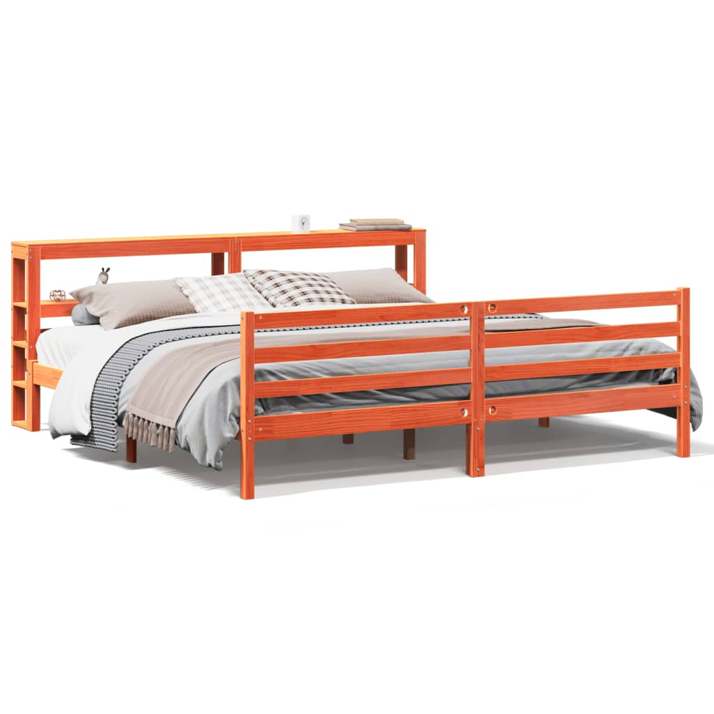 Bedframe zonder matras massief grenenhout wasbruin 200x200 cm is nu te koop bij PeponiXL, paradijselijk wonen!