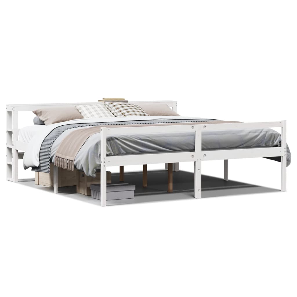 Seniorenbed met hoofdbord massief grenenhout wit 180x200 cm is nu te koop bij PeponiXL, paradijselijk wonen!