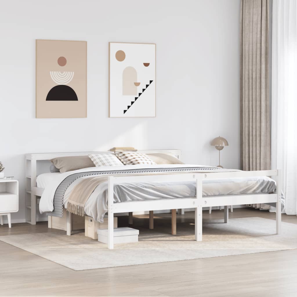 Seniorenbed met hoofdbord massief grenenhout wit 180x200 cm is nu te koop bij PeponiXL, paradijselijk wonen!