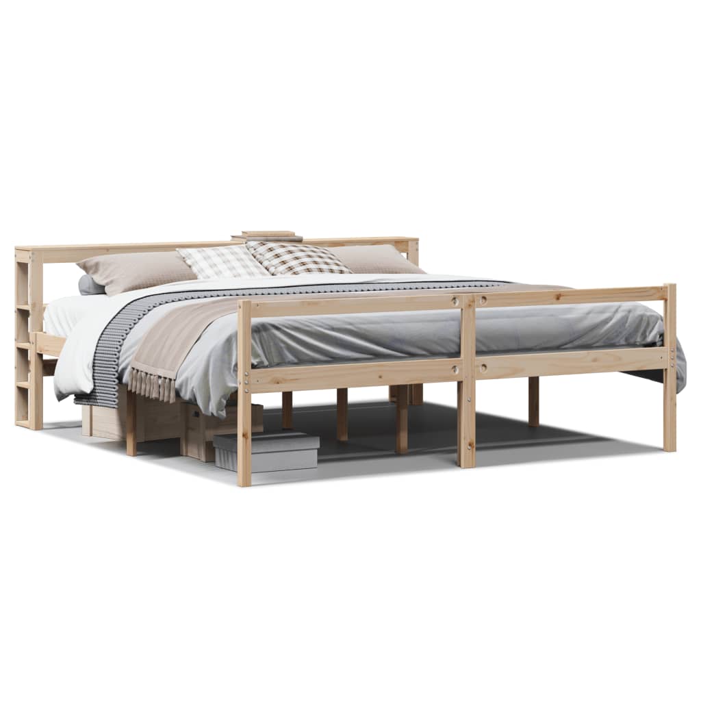 Seniorenbed met hoofdbord massief grenenhout 200x200 cm is nu te koop bij PeponiXL, paradijselijk wonen!