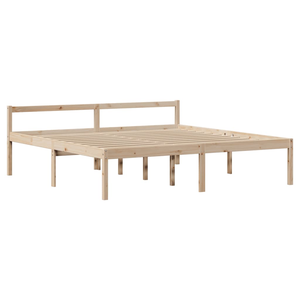 Seniorenbed met hoofdbord massief grenenhout 200x200 cm is nu te koop bij PeponiXL, paradijselijk wonen!