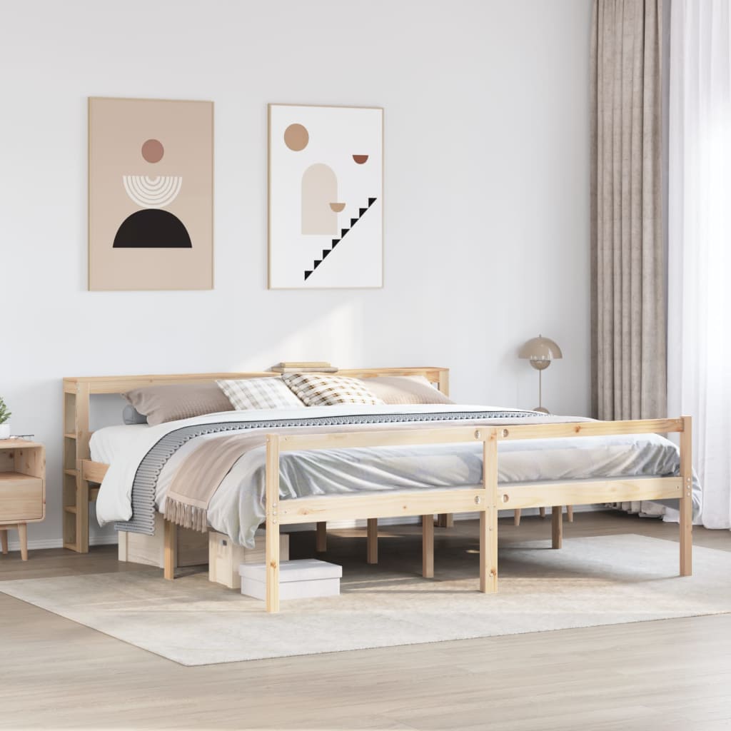 Seniorenbed met hoofdbord massief grenenhout 200x200 cm is nu te koop bij PeponiXL, paradijselijk wonen!