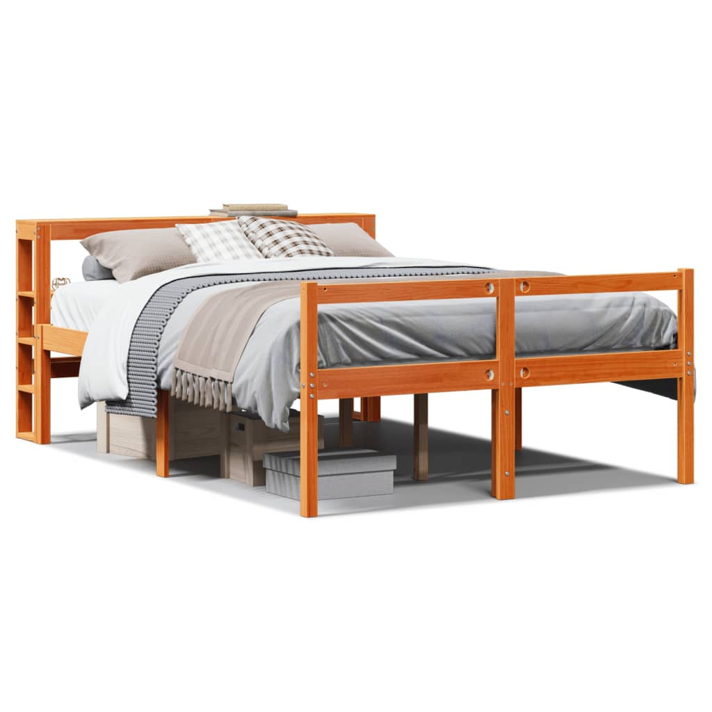 Bedframe met hoofdbord massief grenenhout wasbruin 120x190 cm is nu te koop bij PeponiXL, paradijselijk wonen!