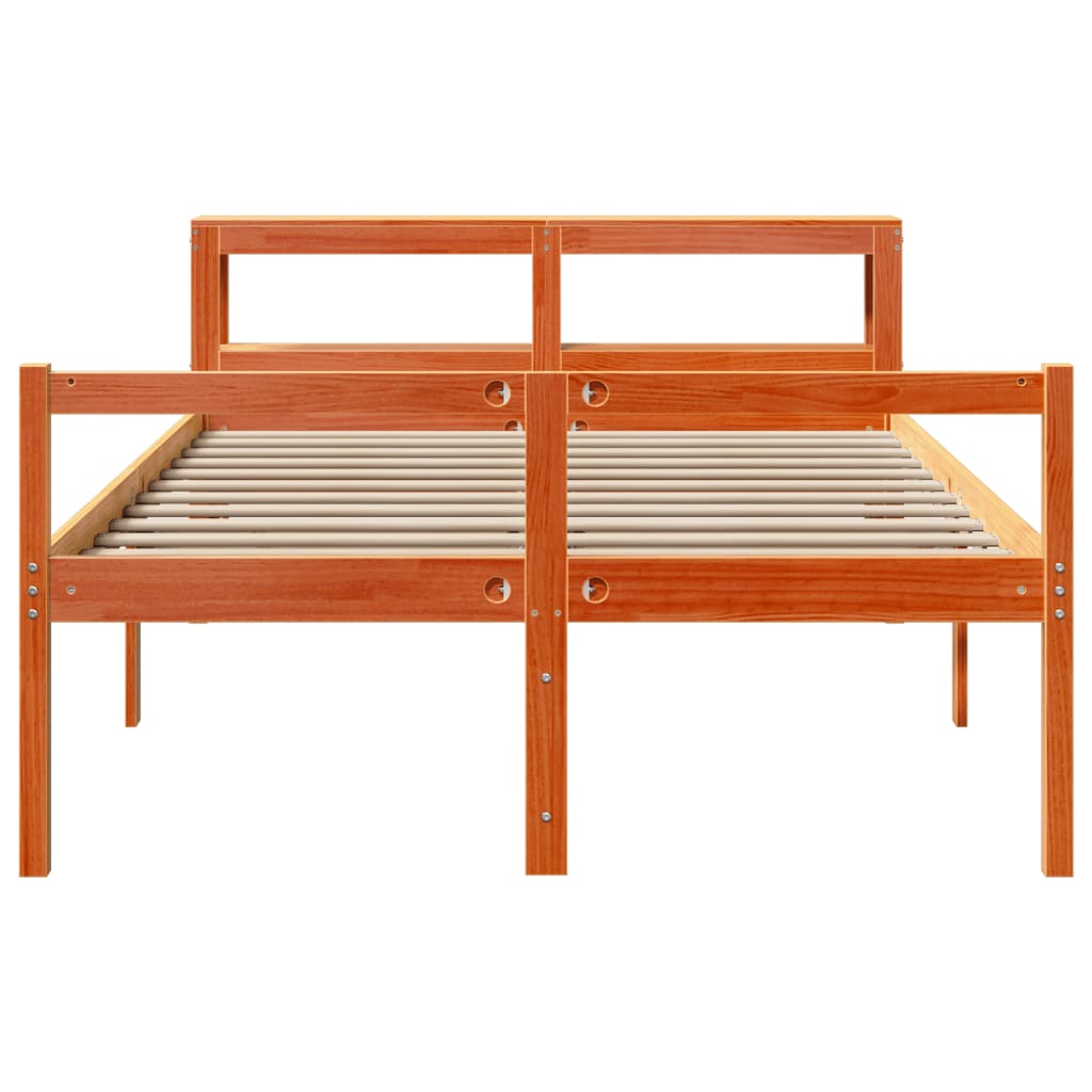 Bedframe met hoofdbord massief grenenhout wasbruin 140x190 cm is nu te koop bij PeponiXL, paradijselijk wonen!