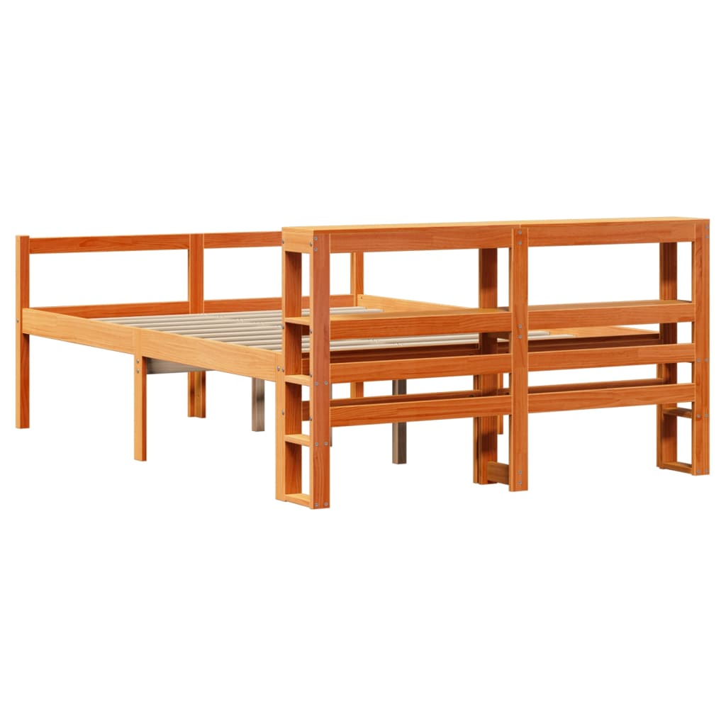Bedframe met hoofdbord massief grenenhout wasbruin 160x200 cm is nu te koop bij PeponiXL, paradijselijk wonen!