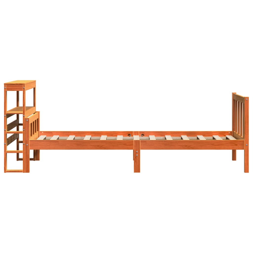 Bedframe met hoofdbord massief grenenhout wasbruin 75x190 cm is nu te koop bij PeponiXL, paradijselijk wonen!