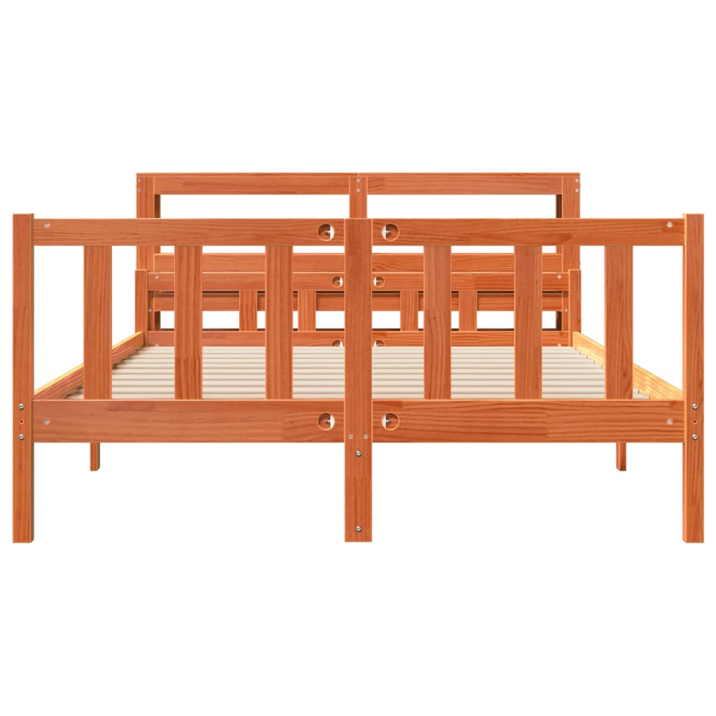 Bedframe met hoofdbord massief grenenhout wasbruin 150x200 cm is nu te koop bij PeponiXL, paradijselijk wonen!