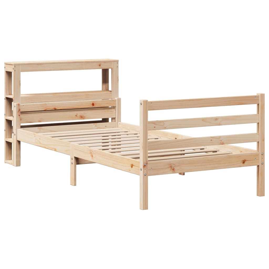 Bedframe met hoofdbord massief grenenhout 90x200 cm is nu te koop bij PeponiXL, paradijselijk wonen!