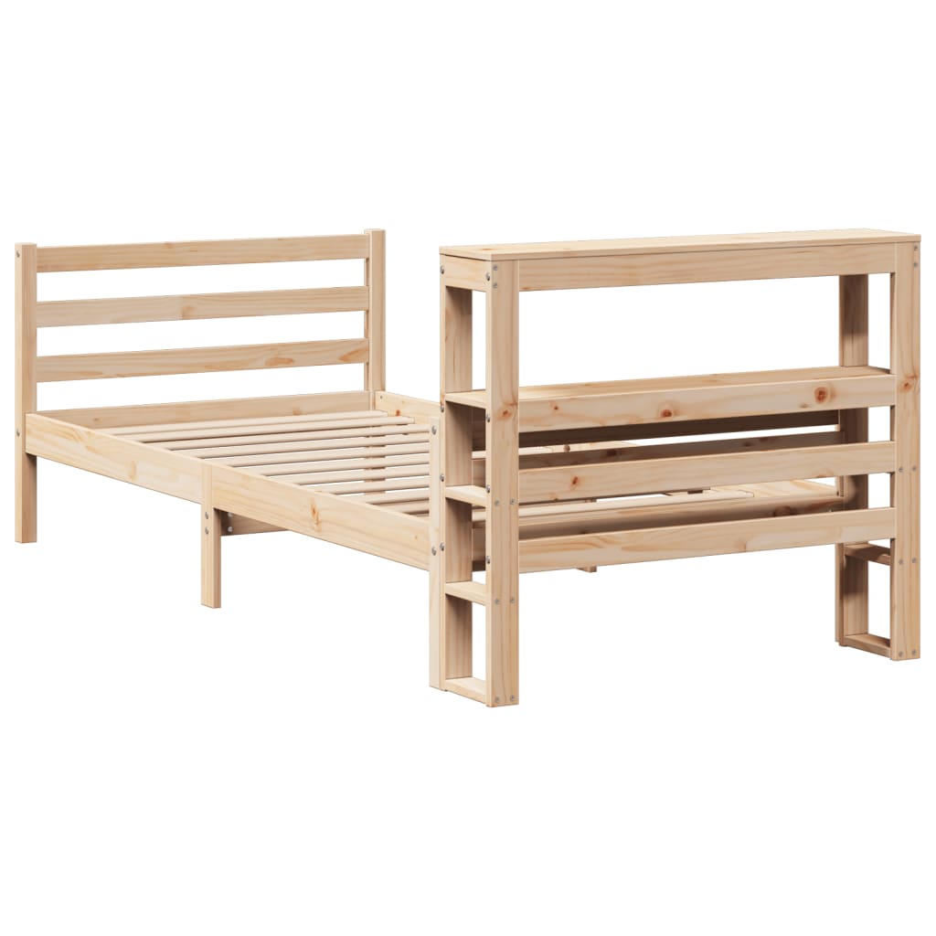 Bedframe met hoofdbord massief grenenhout 100x200 cm is nu te koop bij PeponiXL, paradijselijk wonen!