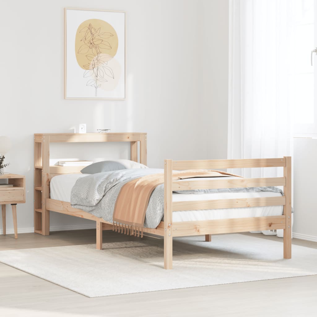 Bedframe met hoofdbord massief grenenhout 100x200 cm is nu te koop bij PeponiXL, paradijselijk wonen!