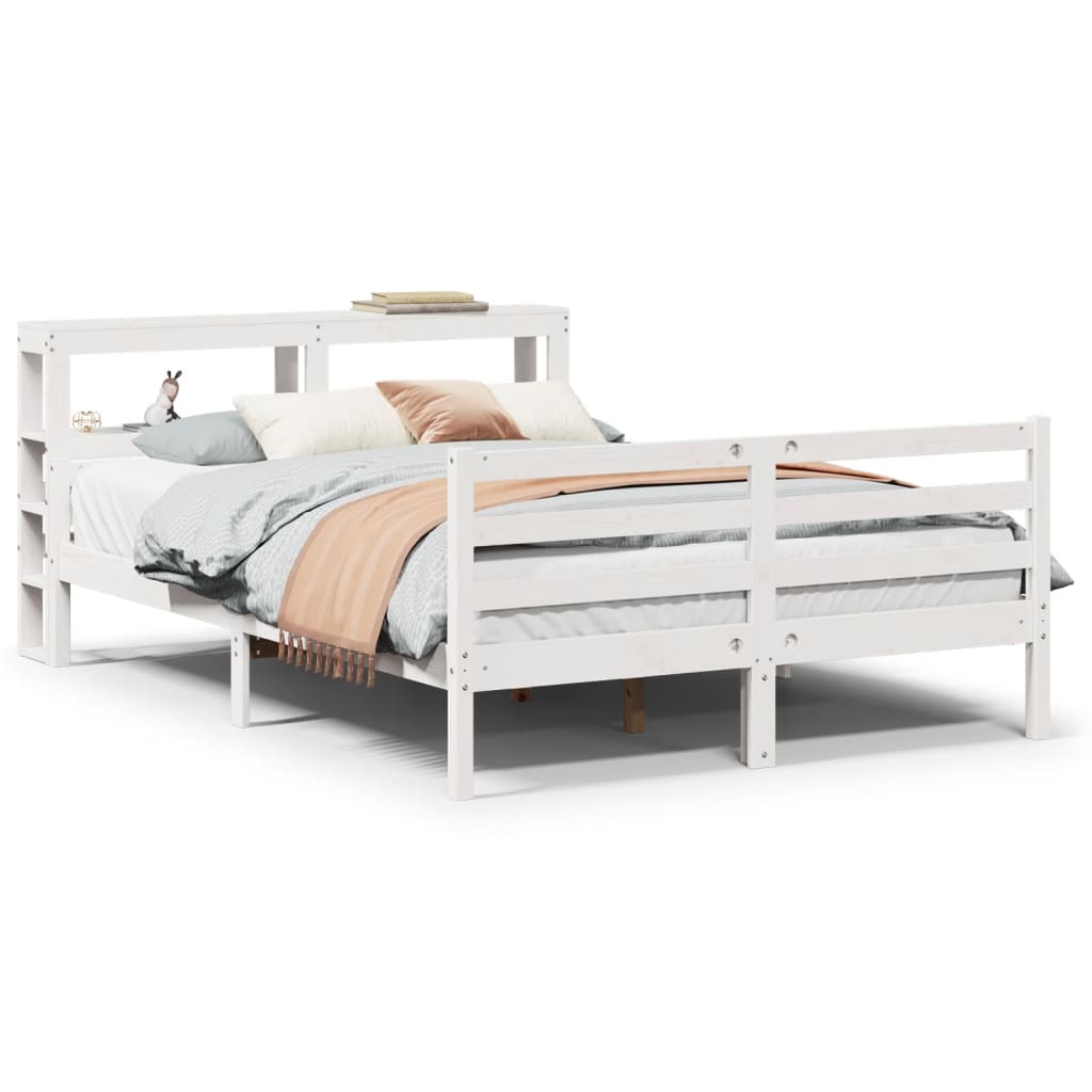Bedframe met hoofdeinde zonder matras 140x200 cm wit is nu te koop bij PeponiXL, paradijselijk wonen!