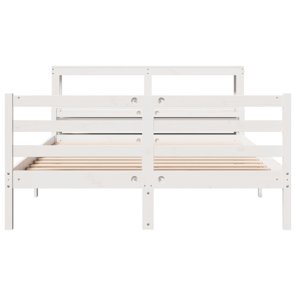 Bedframe met hoofdeinde zonder matras 140x200 cm wit is nu te koop bij PeponiXL, paradijselijk wonen!