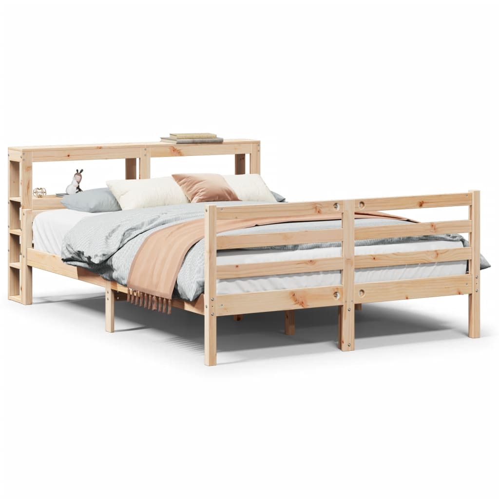 Bedframe met hoofdbord massief grenenhout 150x200 cm is nu te koop bij PeponiXL, paradijselijk wonen!