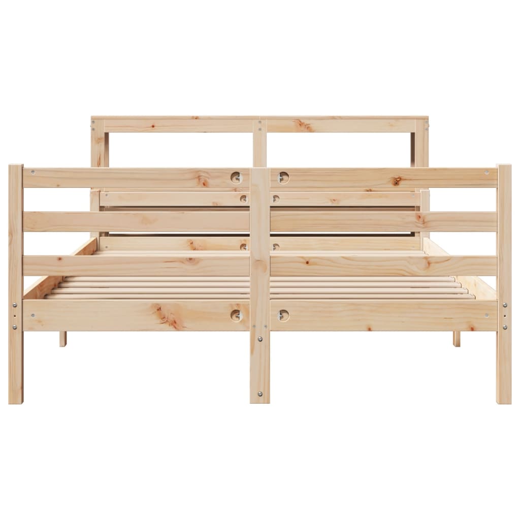 Bedframe met hoofdbord massief grenenhout 150x200 cm is nu te koop bij PeponiXL, paradijselijk wonen!