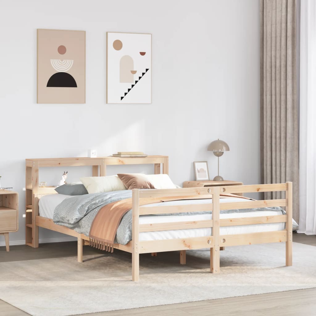 Bedframe met hoofdbord massief grenenhout 150x200 cm is nu te koop bij PeponiXL, paradijselijk wonen!