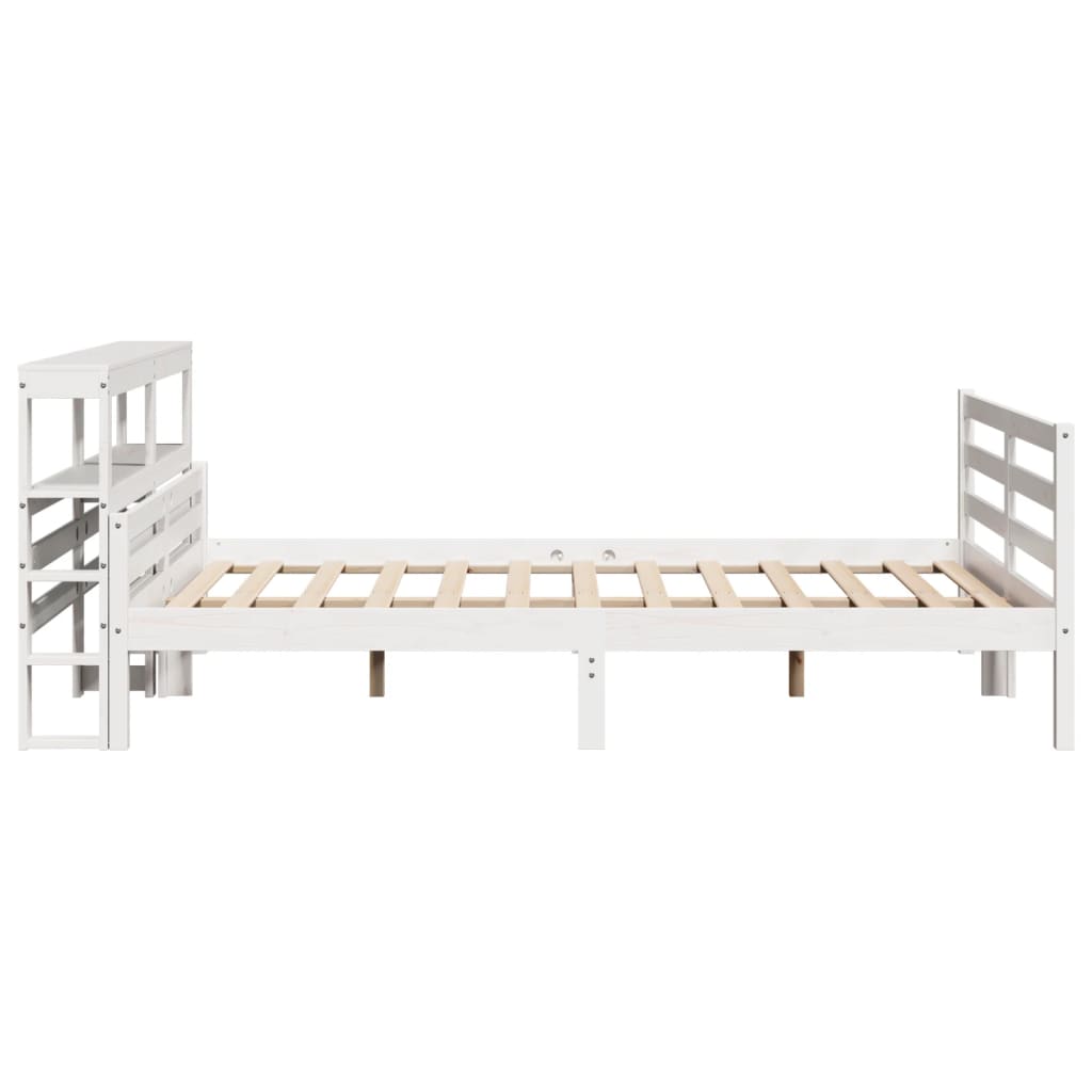 Bedframe met hoofdbord massief grenenhout wit 150x200 cm is nu te koop bij PeponiXL, paradijselijk wonen!