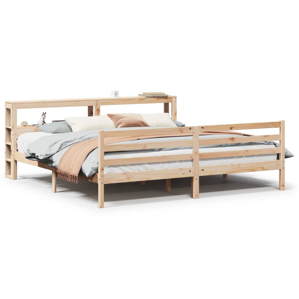 Bedframe met hoofdbord massief grenenhout 200x200 cm is nu te koop bij PeponiXL, paradijselijk wonen!