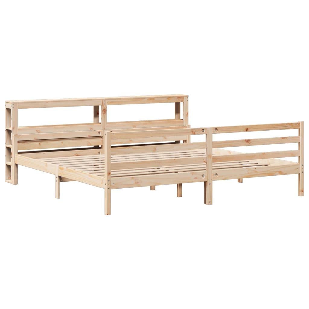 Bedframe met hoofdbord massief grenenhout 200x200 cm is nu te koop bij PeponiXL, paradijselijk wonen!