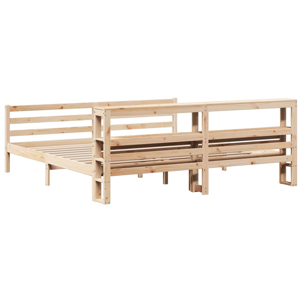 Bedframe met hoofdbord massief grenenhout 200x200 cm is nu te koop bij PeponiXL, paradijselijk wonen!