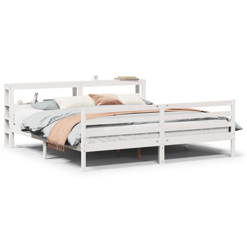 Bedframe met hoofdeinde zonder matras 200x200 cm wit is nu te koop bij PeponiXL, paradijselijk wonen!