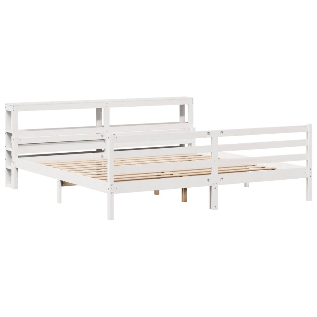 Bedframe met hoofdeinde zonder matras 200x200 cm wit is nu te koop bij PeponiXL, paradijselijk wonen!