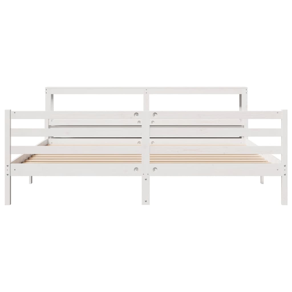 Bedframe met hoofdeinde zonder matras 200x200 cm wit is nu te koop bij PeponiXL, paradijselijk wonen!