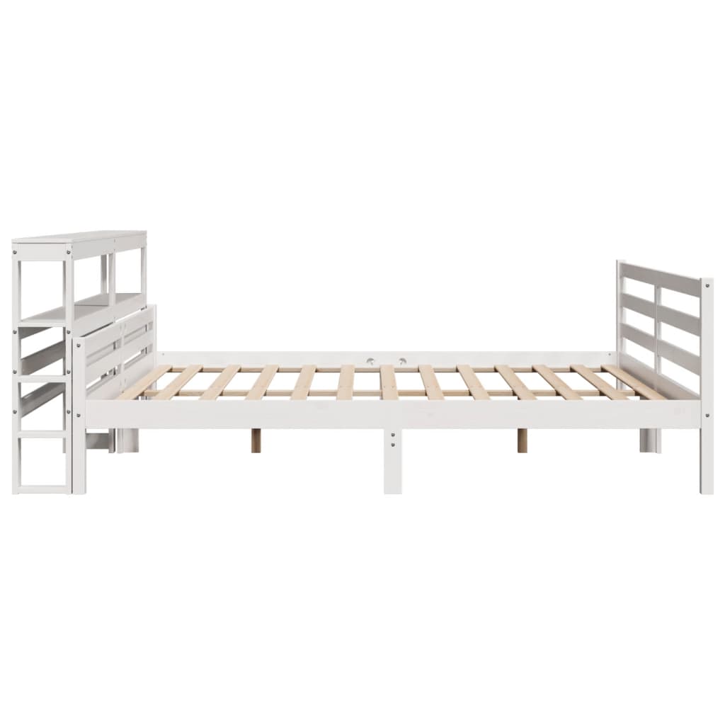 Bedframe met hoofdeinde zonder matras 200x200 cm wit is nu te koop bij PeponiXL, paradijselijk wonen!