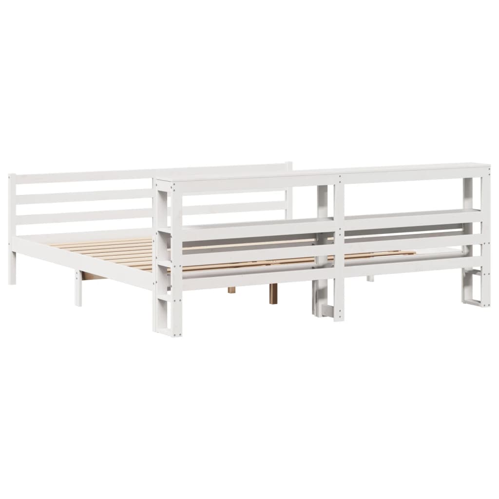 Bedframe met hoofdeinde zonder matras 200x200 cm wit is nu te koop bij PeponiXL, paradijselijk wonen!